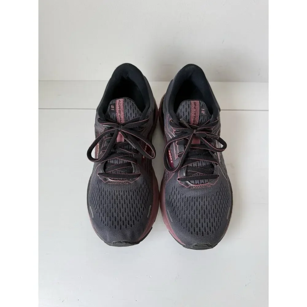 Brooks Adrenaline GTS 21 Women's Shoes Size 9.5D Black Burgundy Running Training
